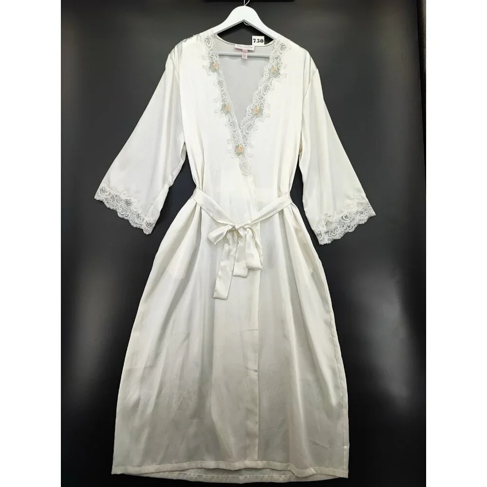 Oscar De La Renta Women’s Vintage Cream Fleece Satin W Belt Size XL